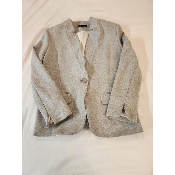 NEW Gibson Women Heather Grey Jersey Knit Blazer Size L Office Work Career Cozy - Picture 9 of 11